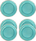 Gourmet Art Crackle 10 Inch Melamine Dinner Plates Set of 6 Aquamarine