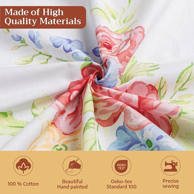Maison d' Hermine Table Cloth Round Table 100% Cotton 63 Round Inches Tablecloth Reusable Decorative for Dining Room Farmhouse Home Valentines Day Decorations Spring Summer - Vintage Floral