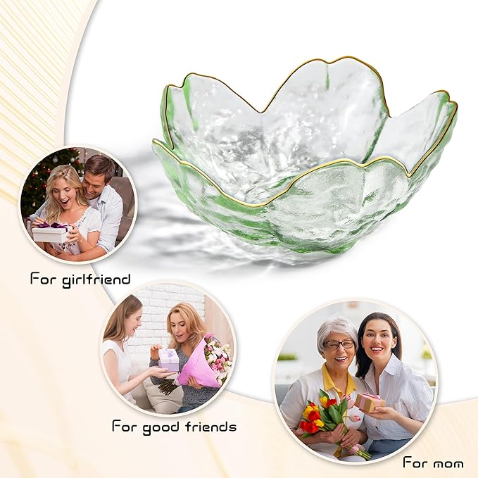 Green Glass Jewelry Trinket Dish, Cherry Blossom Decor Ring Holder Tray, Small Trinket Bowl Gifts for Women