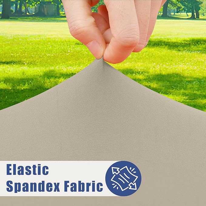 Round Spandex Tablecloth, Elastic Fitted Waterproof Tablecloths for 45"-56" Tables, Stretch Washable Picnic Table Cover for Camping, Dining, Indoor and Outdoor, Taupe