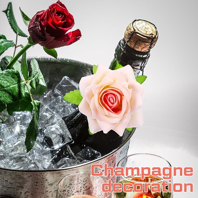 Honeydak 8 Set Valentine's Day Napkin Ring Rose Flower Metal Napkin Ring Designed with Rose Serviette Buckle for Valentine's Day Wedding Anniversary Party Dinner Table Decoration (Pink)