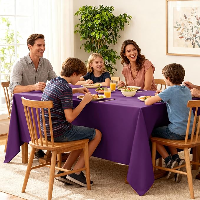 6-Pack Purple Tablecloths for Rectangle Tables, 90 x 156 Inches, Stain-Resistant Polyester Fabric for 8 Foot Tables - Washable Table Covers for Weddings, Banquets, Birthday Parties, Events