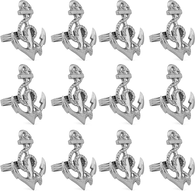 ALPHA Living HOME Silver Napkin Rings Set of 12 - Durable & Versatile, Elegant Metal Napkin Rings for Table Settings, Special Occasions, Easter Table Decor & Gift Giving Ideas Silver