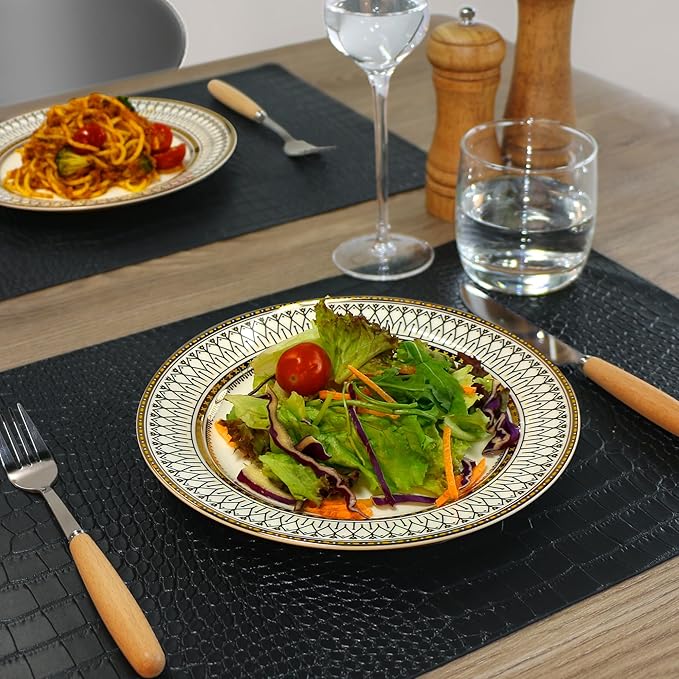Set of 8 Faux Leather Placemats, PU Table Mats, Waterproof, Stain Resistant, Heat Resistant, Easy to Clean for Kitchen Dining Table,Conference Table