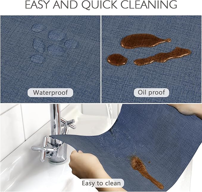 Faux Leather Placemats Set of 4 Washable PU Table mats for Kitchen Table - Heat Resistant, Waterproof, Easy Clean, Anti Slip 11.8" x 17" (Dark Blue-4 Pack)