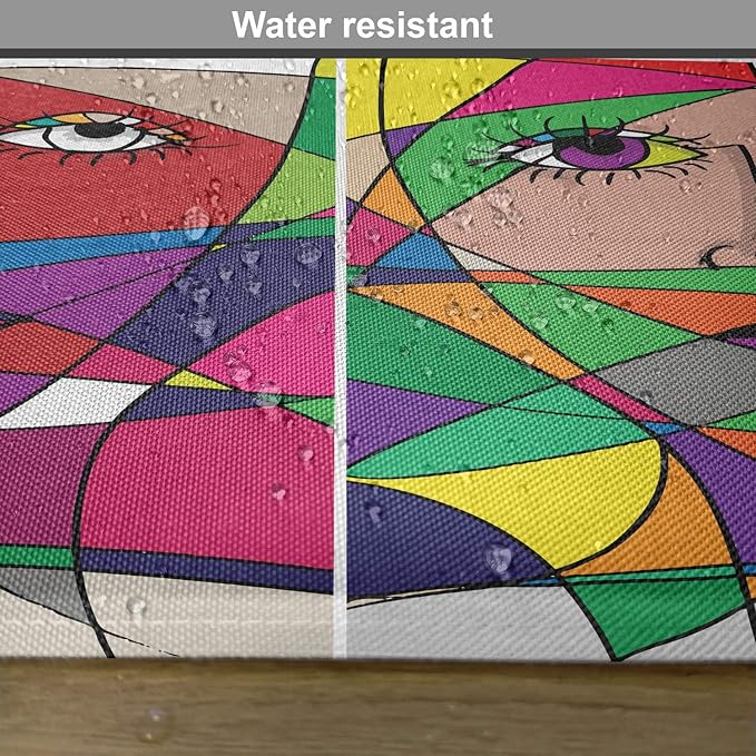 Ambesonne Abstract Place Mats Set of 4, Abstract Woman Face Illustration Behind Stained Glass Styled Human Facial Feature, Washable Fabric Placemats for Dining Room Kitchen Table Decor, Magenta Blue