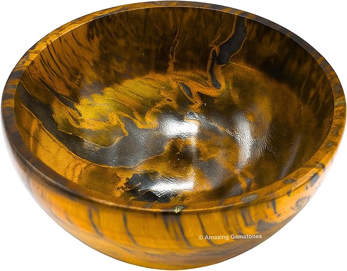 Tiger Eye Crystal Bowl - 2 Inch Decorative Bowls for Room and Home Decor - Gemstone Healing Crystals for Elegant Display, Positive Energy Balance and Gift