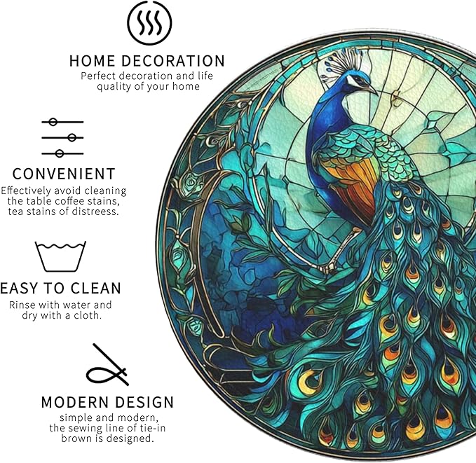 Insect Coasters Leather Round Drink Coasters 6 Pcs Set with Holderor for Cup Drink Coffee Table Bar Home Decor