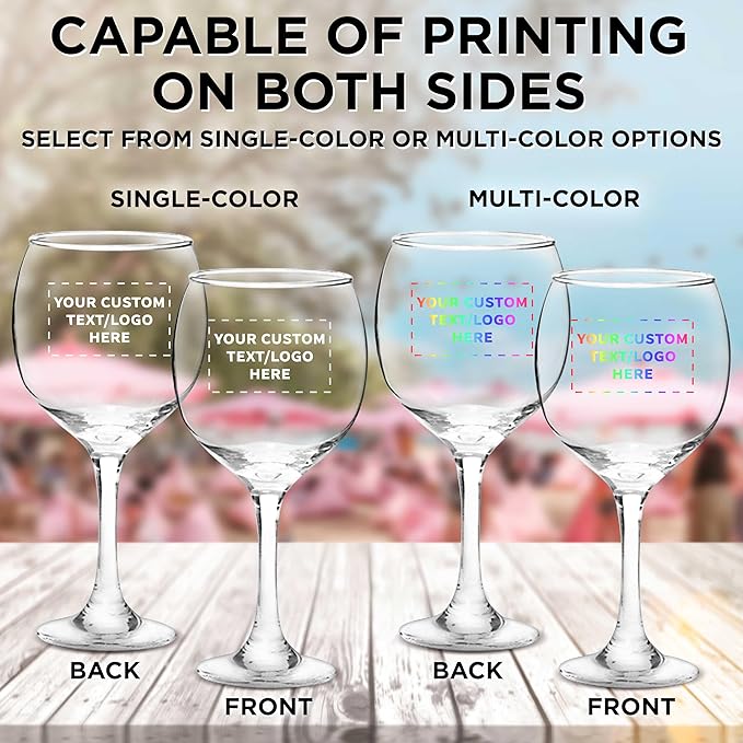 Custom Premiere Wedding Wine Glasses 20.5 oz Set of 12, Personalized Bulk Pack - Restaurant Glassware, Perfect for Red Wine or White Wine - Clear