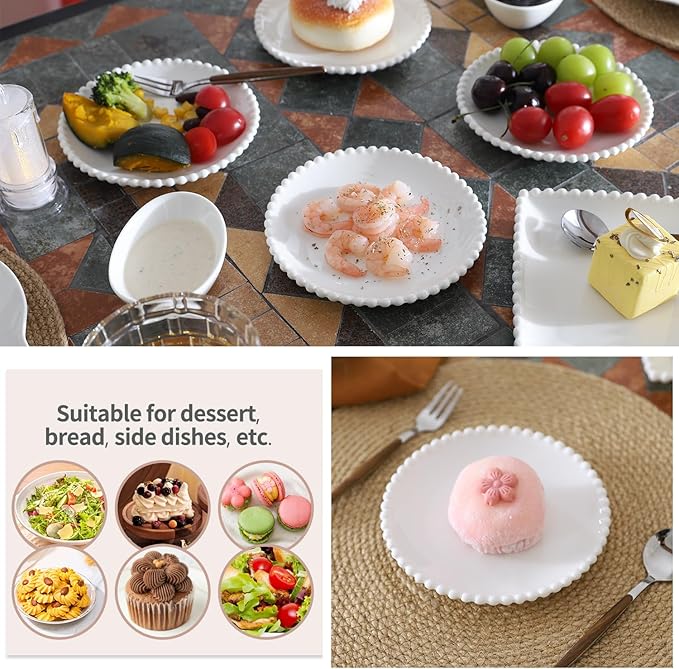 OMAYKEY 5.5 Inch Small Ceramic Dessert Plates Set of 18, Small Appetizer Plates, Porcelain Round Shaped Mini White Plate, for Cake Waffles Snacks Side Dish, Oven Microwave Dishwasher Safe