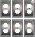 6-Pack Duplex Outlet Cover, Antique Silver Metal Wall Plates for Electrical Outlets, 1 Gang Receptacle Light Switch Cover, Pearls Beaded Decorative Switch Plates and Outlet Covers