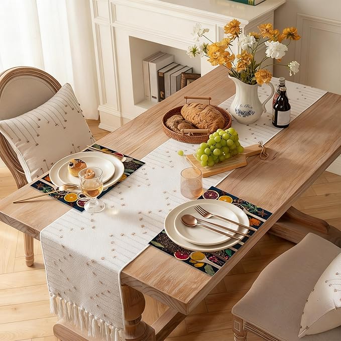Placemats, Colorful Spices Placemats 12x18 Inch Waterproof Non-Slip Washable Table Mats for Kitchen Dining Party Table Decor,Set of 6