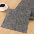 SHACOS Woven Vinyl Table Runners 12 x 54 inch Wipeable PVC Weave Table Runner Heat Resistant Runner for Dining Table Indoor Outdoor, Dark Gray