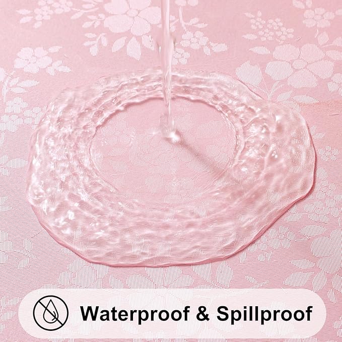 Smiry Round Table Cloth, Waterproof Heavy Duty Vinyl Tablecloths, Wipeable Washable Table Cover for for Dining, Kitchen & Valentines(Pink, 70" Round)