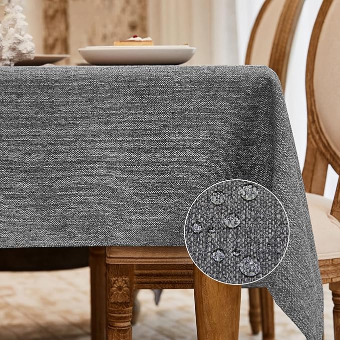 BALCONY & FALCON Rectangle Tablecloth Washable Wrinkle Resistant and Water Proof Table Cloth Decorative Linen Fabric Tablecloths for Dining Parties Kitchen Wedding and Outdoor Use (Gray, 90x156)