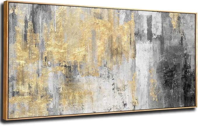 Home Decor Large Wall Art Gold Abstract Art 30"x60"Black Wall Decor Living Room Framed Artwork Paintings for Office Bedroom Dinning Room