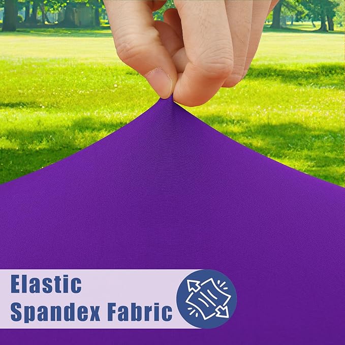 Spandex 5 Foot Rectangle Table Cloth 2 Pack, Elastic Fitted Tablecloths for Picnic, Stretch Washable Patio Table Cover for Outdoor, Camping, Banquet and Parties (Purple, 30"x60")