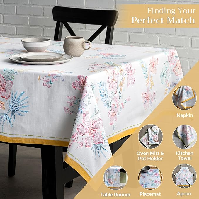 Maison d' Hermine Table Cloth Square Table 100% Cotton 54 x 54 Inches Tablecloth Reusable Decorative for Dining Room Farmhouse Home Valentines Day Decorations Spring Summer - Paradise Island
