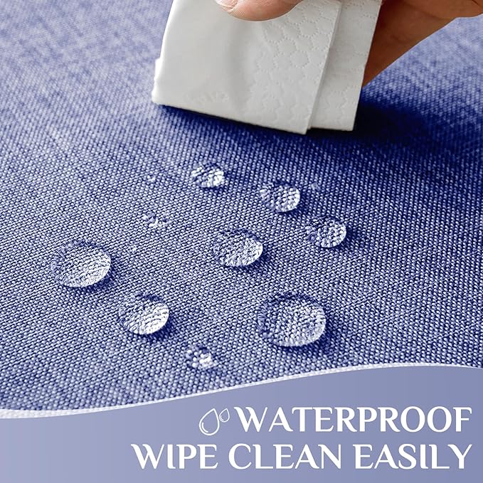 Softalker Blue Tablecloths Rectangular 84x60 inch Linen Textured Table Cloth Waterproof, Stain and Wrinkle Resistant, Outdoor Table Cloth for 6 Foot Rectangle Tables Decor for Party Holiday Birthday