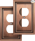 Henne Bery Sunken Pearls Heavy Duty Decorative Wall Plate Switch Plate Outlet Cover (Single Duplex, 2 Pack, Antique Copper)