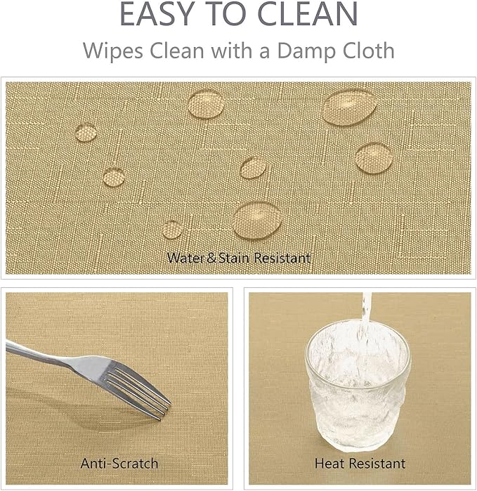 Faux Linen Rectangle Tablecloth Waterproof 60x84 inch Table Cloth Stain and Wrinkle Resistant Washable, Decorative Fabric Table Cover for Dining, Kitchen, Wedding and Parties, Coffee