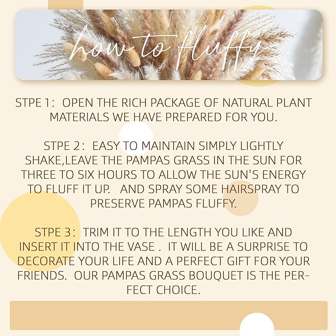 180PCS Natural Pampas Grass Mix Bouquet | Dried Pampas Bouquet for Wedding Boho Flowers Home Table Decor Desk Decor, Rustic Farmhouse Decor (180PCS)
