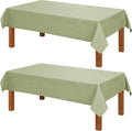 Hiasan 2 Pack Faux Linen Square Tablecloth - Wrinkle and Stain Resistant Washable Table Cloth for Kitchen Dining Room Holiday Table Cover for Party Dinner, Green, 70 x 70 Inch