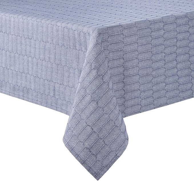 Martha Stewart Honeycomb Modern Farmhouse Tablecloth, Blue, 60"x102"