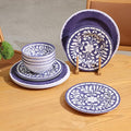 Melamine Dinnerware Set, 12 Pieces Plates and Bowls Set, Unbreakable Dish Set,Lightweight,Camping,Dishwasher Safe,Service for 4, Blue-purple