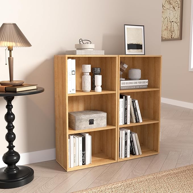 Wooden 3 Cube Storage Organizer,3 Tier Low Bookcase Freestanding Storage Display Organizer,Versatile Cubes Shelf and Cubby Unit for Any Space 15.7inch