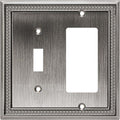 Henne Bery Sunken Pearls Heavy Duty Decorative Wall Plate Switch Plate Outlet Cover (Toggle/Decorator, Heirloom Silver)