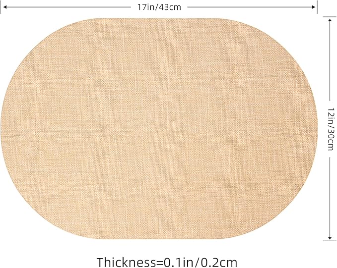 Oval Placemats for Dining Table Set of 2, Washable Leather Table Mats, Waterproof Heat-Resistant Non-Slip Kitchen Placemats, Simple Style Oval Design