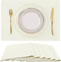 homing Cotton Linen Placemats Set of 6, Cloth Washable Farmhouse Dining Table Mats for Indoors & Outdoors, Easy to Clean, Cream, 13 x 19 Inch