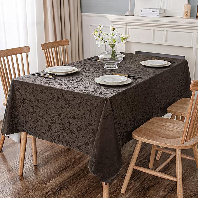 Smiry Rectangle Table Cloth, Waterproof Heavy Duty Vinyl Tablecloths, Wipeable Washable Table Cover for Kitchen and Dining Room (Coffee, 52" X 70")