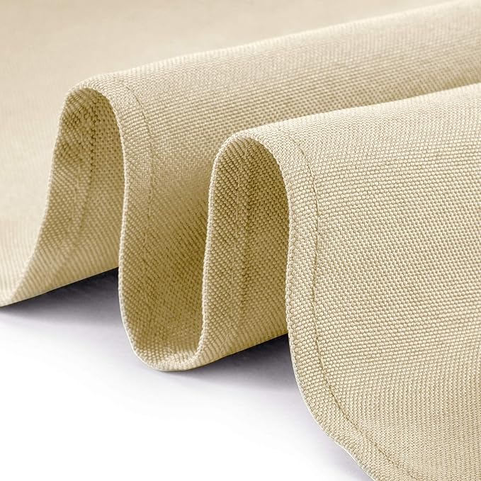 Lann's Linens 90 x 156 Inch Rectangular Tablecloth, Washable Polyester Fabric Table Cloth for Dining Tables, Parties, Restaurants, Weddings - Beige