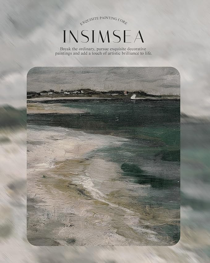 InSimSea Retro Gold Framed Wall Art, Home Room Coastal Storm Clouds Vintage Wall Decor, Canvas Print Artwork, Farmhouse Country Decor, Antique Picture Frame Landscape Paintings, 11x14 Inch