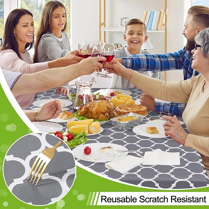 Smiry Square Table Cloth, Wipeable Spillproof Plastic Tablecloths for Dining, Waterproof Vinyl Tablecloth with Flannel Backing for Square Tables, Camping, Outdoor and Indoor (70"x70", Grey)