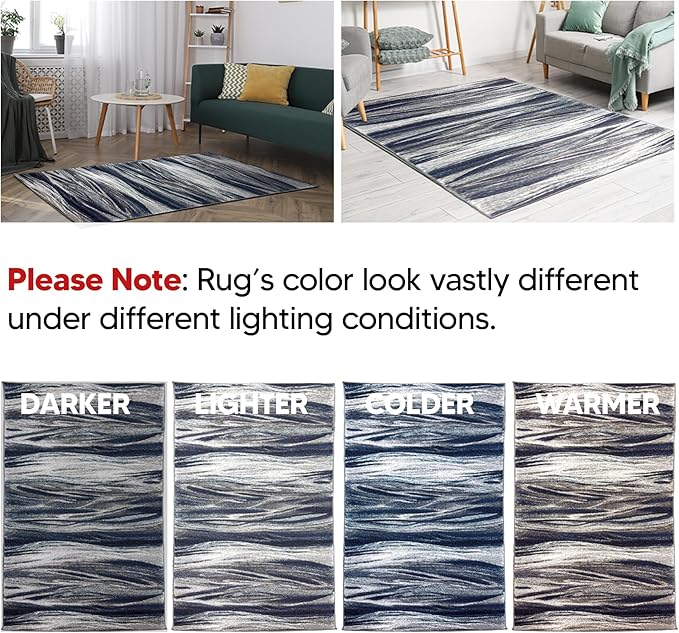Keen Home Design Area Rugs - 8x10 Non-Shedding, Abstract Rugs for Kitchen, Living Room, Bedroom, Dining Room, Entryway - Size: 7'3" x 10'2", Multi
