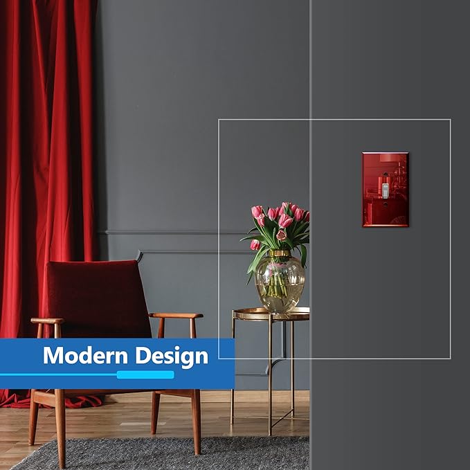 LIDER Toggle Switch Acrylic Wall Plate, Mirrored Light Switch Plate, Plexiglass Switch Cover, Mirror-like Reflective Finish, Modern Upgrade, Oversized 1-Gang 5.25" x 3.44", Red