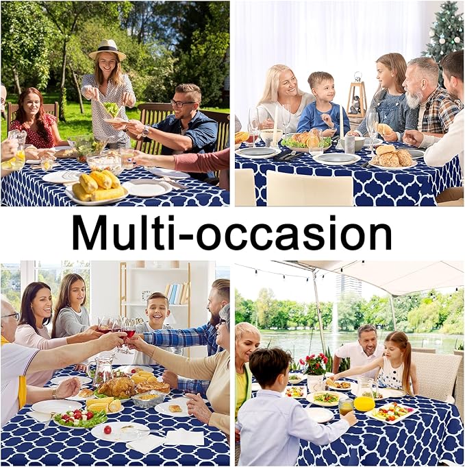 Smiry Rectangle Table Cloth Cover, Waterproof Vinyl Tablecloth with Flannel Backing for Rectangle Tables, Wipeable Spillproof Plastic Tablecloths for Dining, Camping and Indoor (60"x102", Navy)