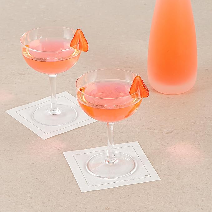 Restaurantware Coupe Cocktail Glasses 6 Count 8 Ounce Lead-Free Stemmed Drinkware Clear Glass Wide Bowl Elegant Design Sturdy Foot
