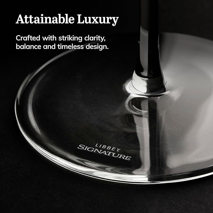 Libbey Signature Kentfield Champagne Flutes Set of 4, Elegant Champagne Glass with Curved Design, Glassware Drinking Glasses for Prosecco, and More