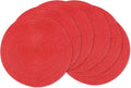 AHHFSMEI Round Braided Placemats 15 Inch Round Table Mats for Dining Tables Natural Woven Heat Resistant Place mats Set of 6 (Red Shine)