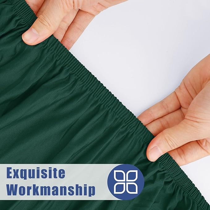 Round Spandex Tablecloth, Elastic Fitted Waterproof Tablecloths for 36"-44" Tables, Stretch Washable Picnic Table Cover for Camping, Dining, Indoor and Outdoor, Hunter Green