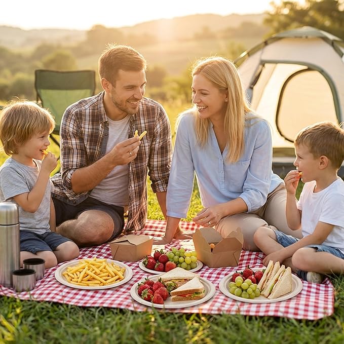 9 Inch Heavy Duty Paper Plates 125 Pack – Sturdy Disposable Plates, Compostable Biodegradable Sugarcane & Bamboo Fiber, Natural Paper Plate for Dinner Camping Everyday Use