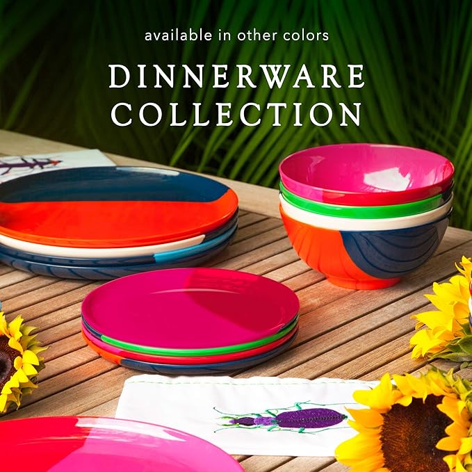 Thomas Fuchs Creative Melamine Side Plates Set of 4, Chip and Break-Resistant, Durable Salad Plates, Kid-Friendly Dessert Plates for Indoor and Outdoor, Dishwasher Safe, Fuchsia/Red