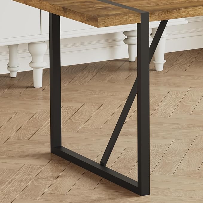 Dinner Table for 4-6,55'' Kitchen Table,Kitchen & Dining Room Tables, MDF Wood Dining Table with Metal Legs for Living Room & Dining Room
