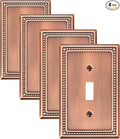 4-Pack Single Toggle Light Switch Cover Plate, Pearls Decorative Switch Plate Covers, Antique Copper 1 Gang Metal Wall Plate, Corrosion Resistant