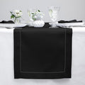 Solino Home Linen Black Table Runner 60 Inches - Classic Hemstitch, 100% Pure Linen Coffee Table Runner 14 x 60 Inch Ideal for Dresser Tables - Spring, Easter