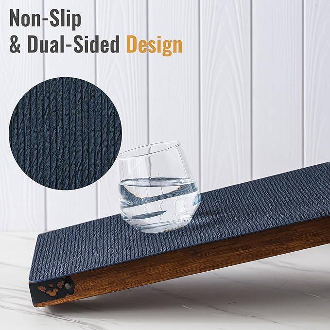 Jovono Faux Leather Placemats Set of 4, Waterproof Washable Table Mats, Easy-Clean Heat Resistant Kitchen Vinyl Place Mat for Dining Table, Restaurant, Indoor, 17.8"x11.8", Blue